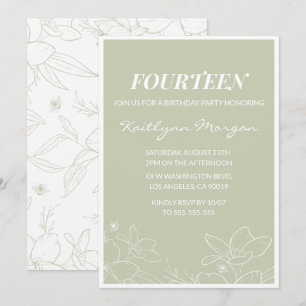Elegant 14th birthday invitations Modern Floral