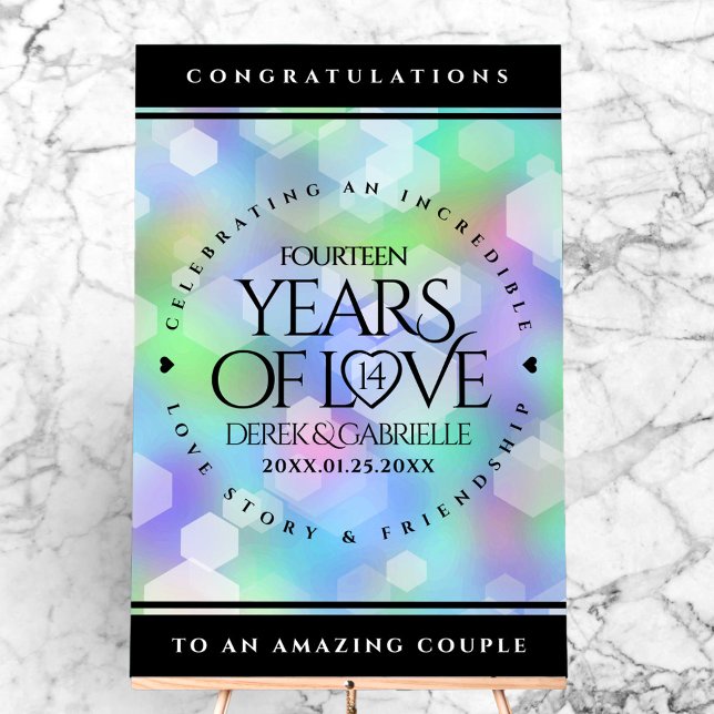 Elegant 14th Opal Wedding Anniversary Celebration Acrylic Sign (Elegant 14th Opal Wedding Anniversary Acrylic Sign Cover Photo)