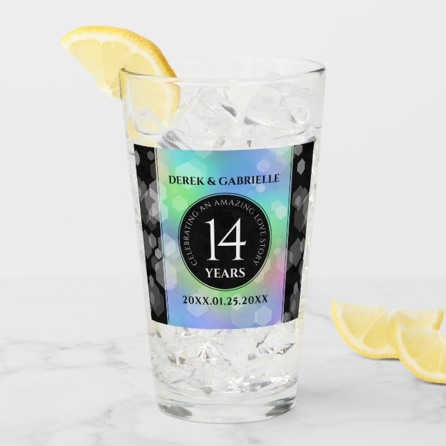 Elegant 14th Opal Wedding Anniversary Celebration Glass (Front Ice)