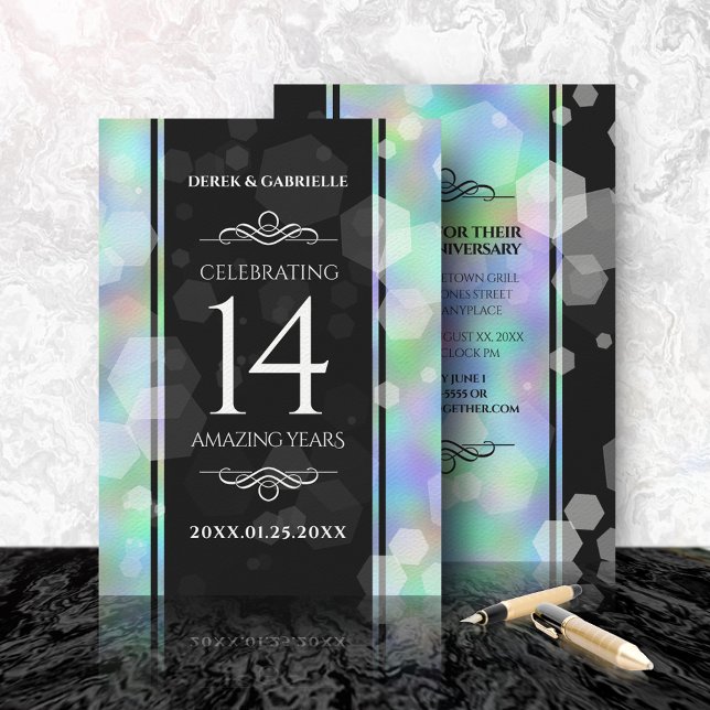Elegant 14th Opal Wedding Anniversary Celebration Invitation (Creator Uploaded)