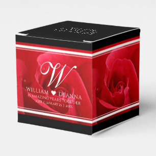 Elegant 15th 26th 36th Rose Wedding Anniversary Favour Box