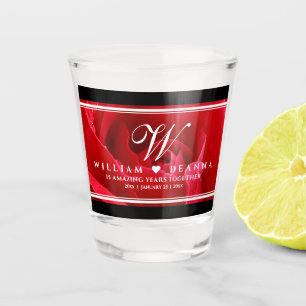 Elegant 15th 26th 36th Rose Wedding Anniversary Shot Glass