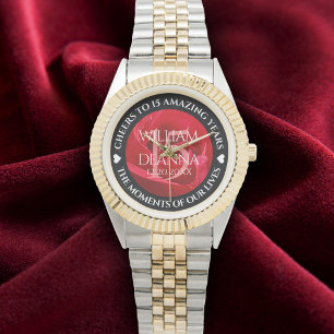 Elegant 15th 26th 36th Rose Wedding Anniversary Watch
