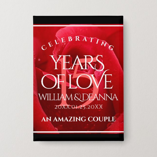 Elegant 15th Rose Wedding Anniversary Celebration (Front)