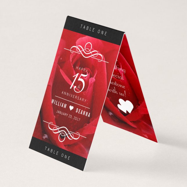 Elegant 15th Rose Wedding Anniversary Celebration (Front)