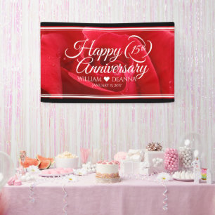Elegant 15th Rose Wedding Anniversary Celebration Banner