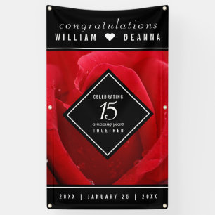 Elegant 15th Rose Wedding Anniversary Celebration Banner
