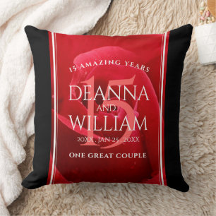 Elegant 15th Rose Wedding Anniversary Celebration Cushion