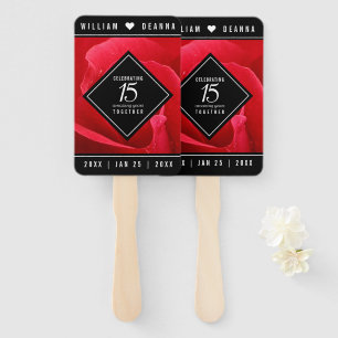 Elegant 15th Rose Wedding Anniversary Celebration Hand Fan