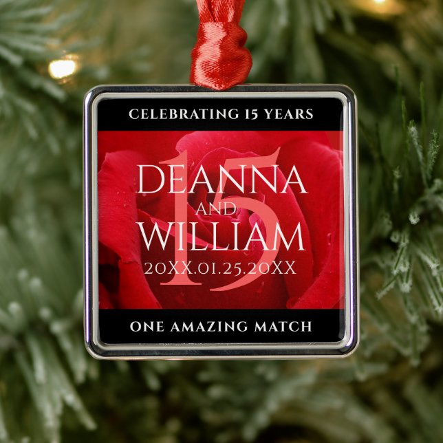 Elegant 15th Rose Wedding Anniversary Celebration Metal Tree Decoration (Tree)