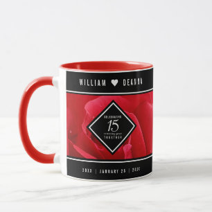 Elegant 15th Rose Wedding Anniversary Celebration Mug