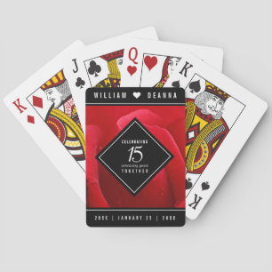 Elegant 15th Rose Wedding Anniversary Celebration Playing Cards