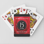 Elegant 15th Rose Wedding Anniversary Celebration Playing Cards<br><div class="desc">Celebrate the 15th rose wedding anniversary with these stylish playing cards fans! Elegant white lettering on a romantic red rose background add a memorable touch for this special occasion and milestone. Personalise with the couple's names and dates of marriage. 

Design © W.H. Sim. See more at zazzle.com/expressionsoccasions</div>