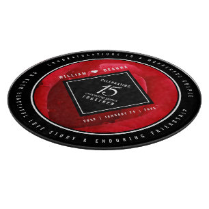 Elegant 15th Rose Wedding Anniversary Cutting Board