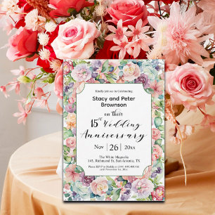 Elegant 15th Wedding Anniversary Colourful Floral Invitation