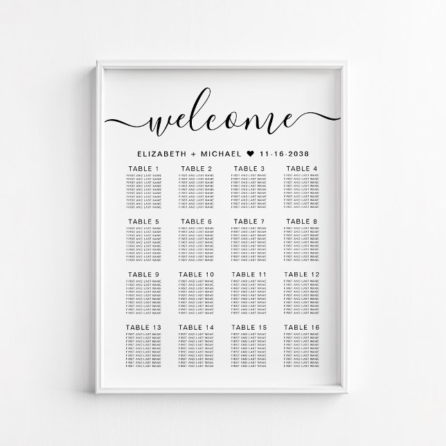 Elegant 16 Table Wedding Seating Chart (Creator Uploaded)