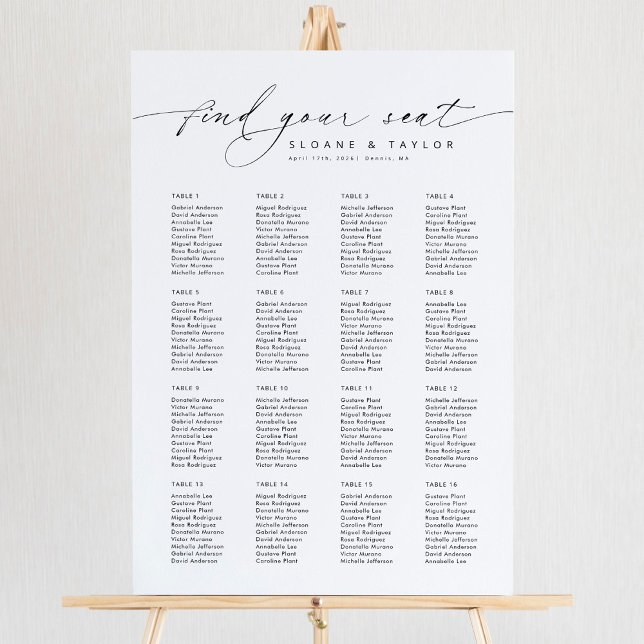 Elegant 16 Tables Find Your Seat Seating Chart (Creator Uploaded)