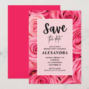 Elegant 16th birthday Floral Rose Save the date Invitation