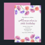 Elegant 16th birthday invitations Floral Chic<br><div class="desc">Elegant 16th birthday invitations Floral Chic calligraphy typography feminine classic watercolor botanical flowers celebration modern</div>