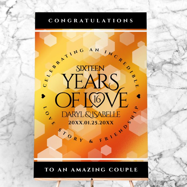Elegant 16th Golden Topaz Wedding Anniversary Acrylic Sign (Elegant 16th Golden Topaz Wedding Anniversary Acrylic Sign Cover Photo)