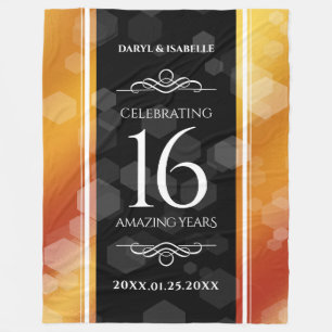 Elegant 16th Golden Topaz Wedding Anniversary Fleece Blanket