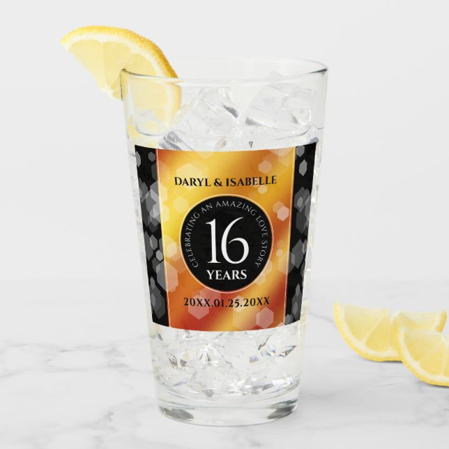 Elegant 16th Golden Topaz Wedding Anniversary Glass (Front Ice)