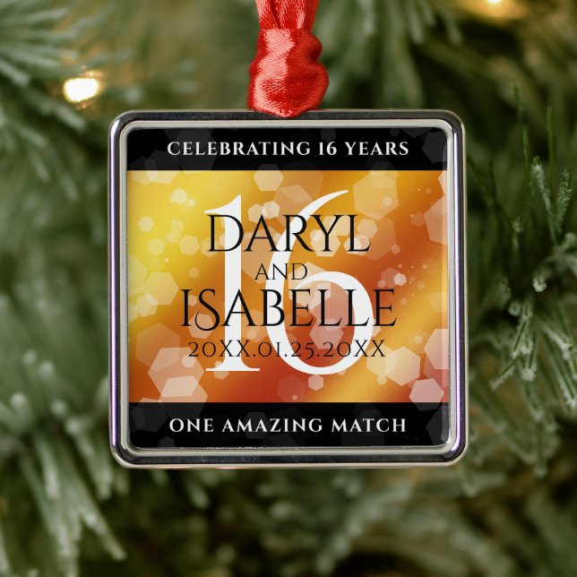 Elegant 16th Golden Topaz Wedding Anniversary Metal Tree Decoration (Tree)