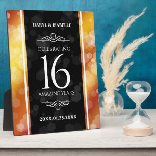 Elegant 16th Golden Topaz Wedding Anniversary Plaque