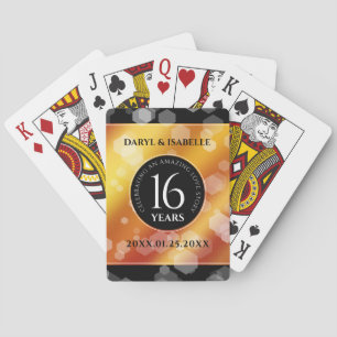 Elegant 16th Golden Topaz Wedding Anniversary Playing Cards