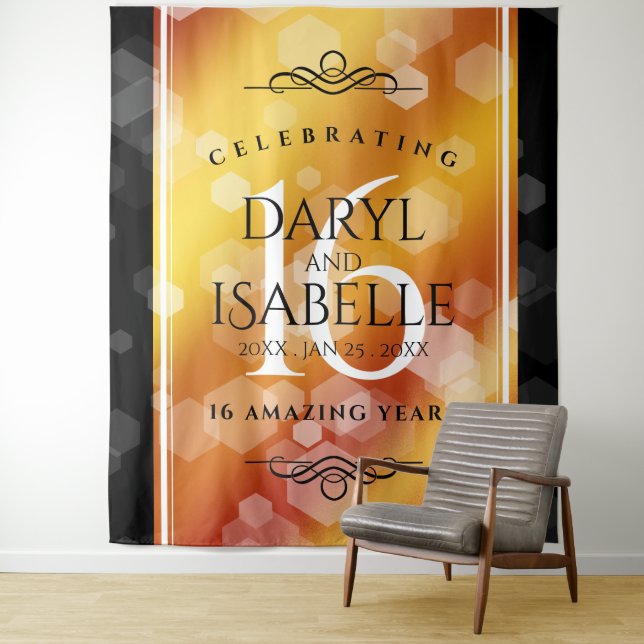 Elegant 16th Golden Topaz Wedding Anniversary Tapestry (In Situ)