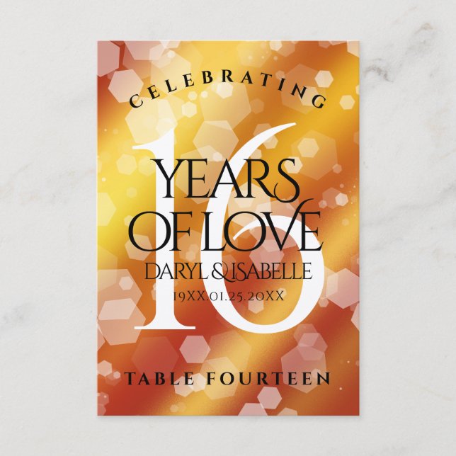 Elegant 16th Golden Topaz Wedding Anniversary Thank You Card (Front)