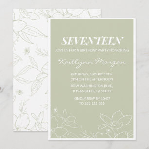 Elegant 17th birthday invitations Modern Floral 