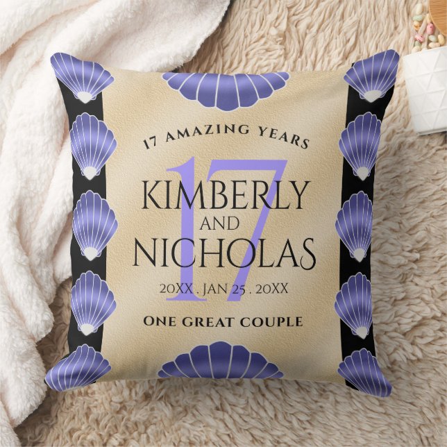 Elegant 17th Shells Wedding Anniversary Cushion (Blanket)