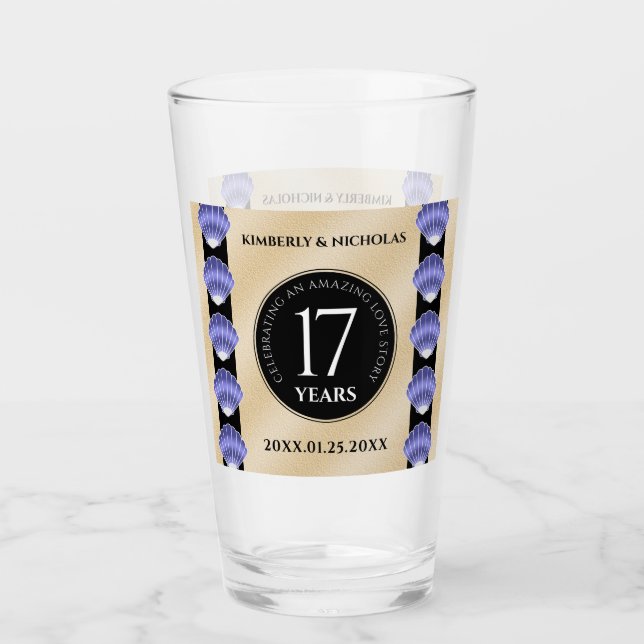 Elegant 17th Shells Wedding Anniversary Glass (Front)