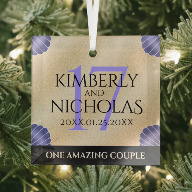 Elegant 17th Shells Wedding Anniversary Glass Tree Decoration (Insitu)