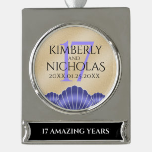 Elegant 17th Shells Wedding Anniversary Silver Plated Banner Ornament