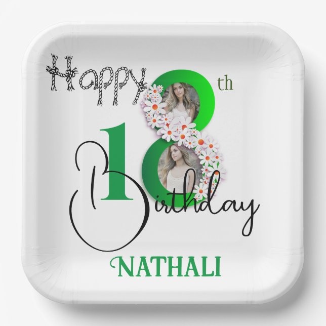 Elegant 18th Birthday Celebration Paper Plate (Front)