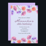 Elegant 18th birthday invitations Boho Floral Chic<br><div class="desc">Elegant 18th birthday invitations Boho Watercolor Floral Chic</div>