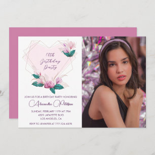 Elegant 18th birthday invitations Floral Photo
