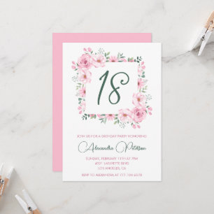 Elegant 18th birthday invitations Floral Pink