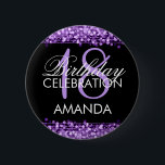 Elegant 18th Birthday Party Sparkles Purple 6 Cm Round Badge<br><div class="desc">Elegant 18th Birthday Party Sparkles Purple name tag template. Easy to use and easy to personalise. Order Today!</div>