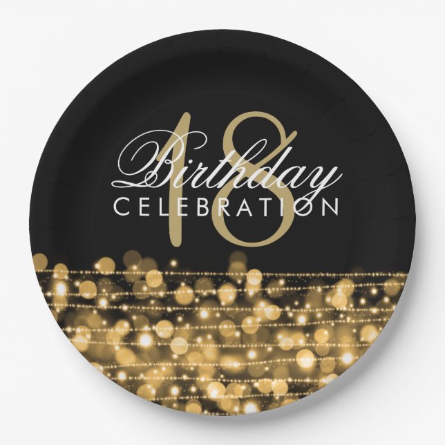 Elegant 18th Birthday Party Sparkles Rose Gold Paper Plate (Front)