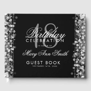 Elegant 18th Birthday Party Sparkles Silver Guest Book