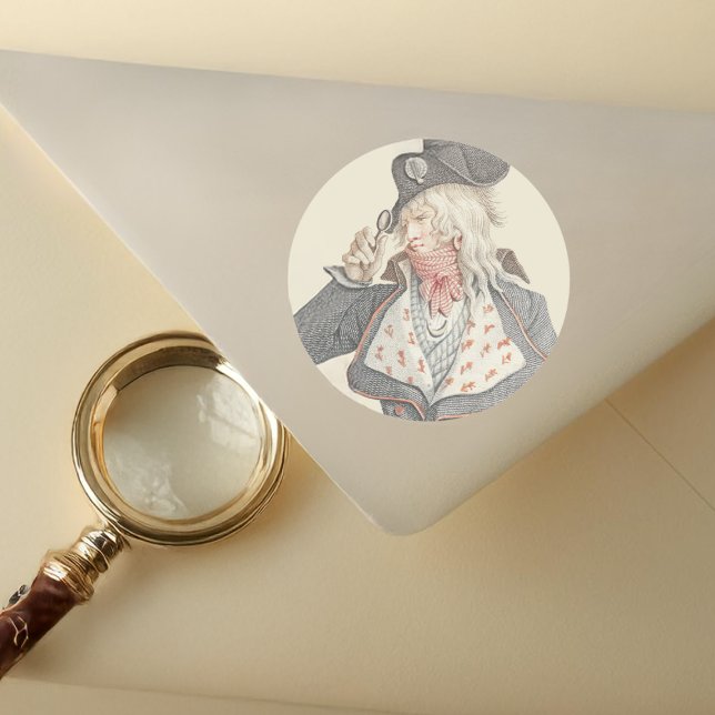 Elegant 18th Century Frenchman with a Monacle Classic Round Sticker (Creator Uploaded)