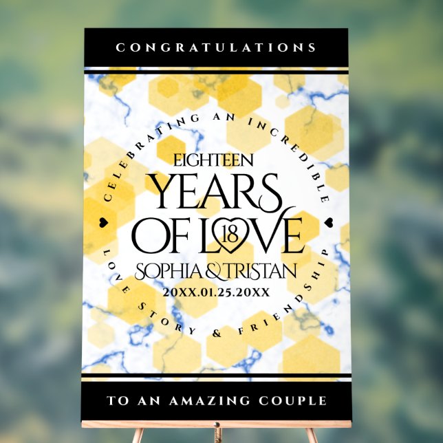 Elegant 18th Porcelain Wedding Anniversary Acrylic Sign (Neutral)