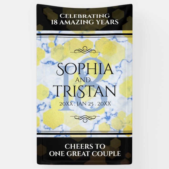 Elegant 18th Porcelain Wedding Anniversary Banner (Vertical)