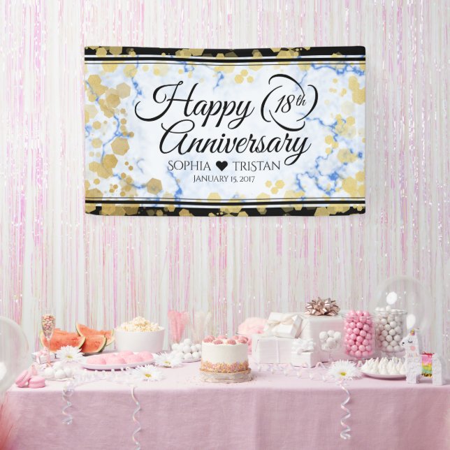Elegant 18th Porcelain Wedding Anniversary Banner (Party)