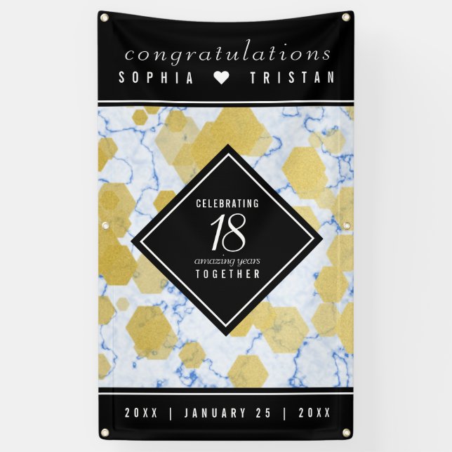 Elegant 18th Porcelain Wedding Anniversary Banner (Vertical)