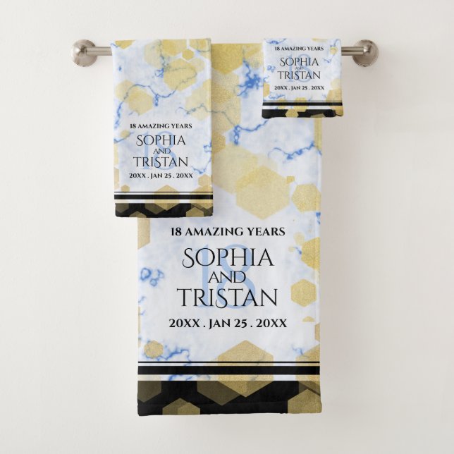 Elegant 18th Porcelain Wedding Anniversary Bath Towel Set (Insitu)