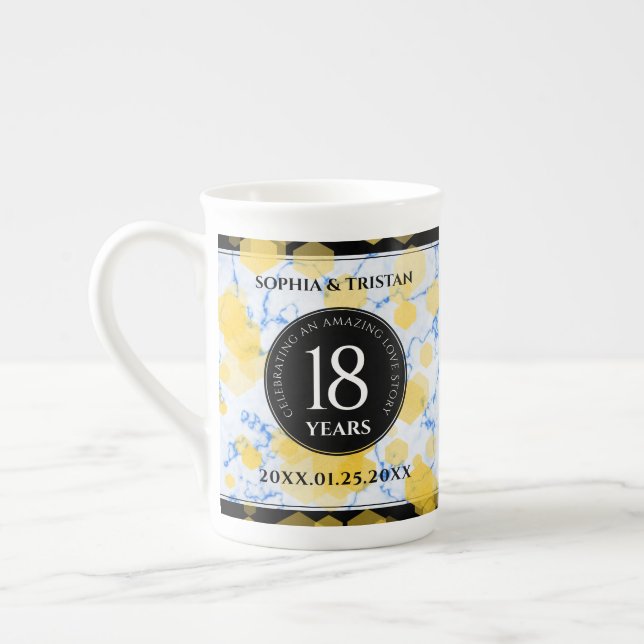 Elegant 18th Porcelain Wedding Anniversary Bone China Mug (Left)